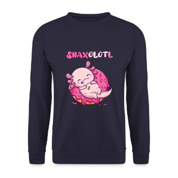 Snaxolotl auf Donut - Unisex Pullover - Navy - Vorne - Alina (178cm) & Michal (187cm)
