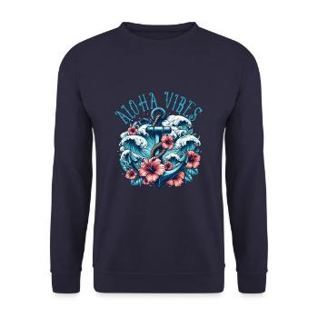 Aloha Vibes - Unisex Sweatshirt - navy - Front - Alina (178cm) & Michal (187cm)