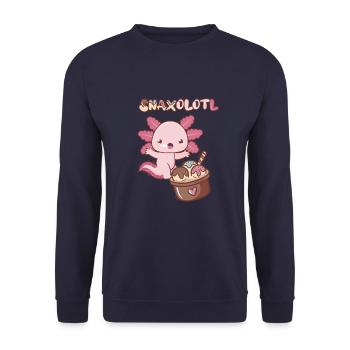 Snaxolotl sucht Eiscreme - Unisex Pullover - Navy - Vorne - Alina (178cm) & Michal (187cm)