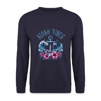 Aloha Vibes - Unisex Sweatshirt - navy - Front - Alina (178cm) & Michal (187cm)