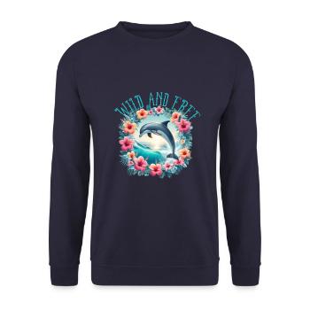 Wild an Free - Unisex Pullover - Navy - Vorne - Alina (178cm) & Michal (187cm)