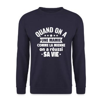 Une mamie comme la mienne, c’est unique - Sweat-shirt Unisexe - marine - Devant - Alina (178cm) & Michal (187cm)
