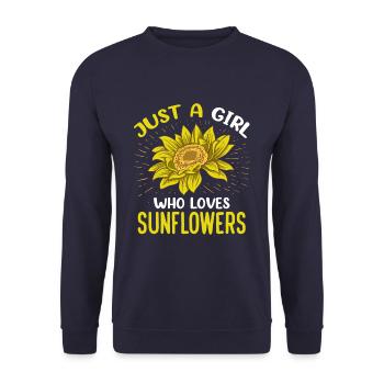 Just A Girl Who Loves Sunflowers Funny Florist - Unisex Pullover - Navy - Vorne - Alina (178cm) & Michal (187cm)
