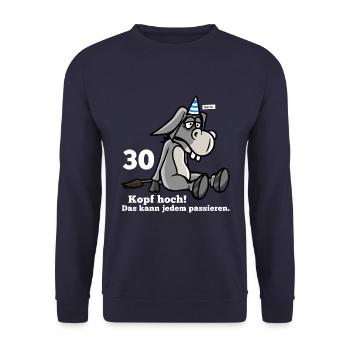 30 Kopf Hoch Das Kann Jedem Passieren Esel 30 Gebu - Unisex Pullover - Navy - Vorne - Alina (178cm) & Michal (187cm)