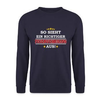 Firefighter outfit funny firefighter - Unisex Sweatshirt - navy - Front - Alina (178cm) & Michal (187cm)