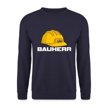 Bauherr Baustellen Helm - Unisex Pullover - Navy - Vorne - Alina (178cm) & Michal (187cm)