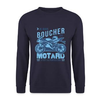 motard parfait boucher parfait - Sweat-shirt Unisexe - marine - Devant - Alina (178cm) & Michal (187cm)
