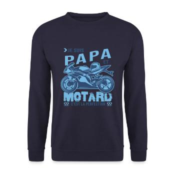 motard parfait papa parfait - Sweat-shirt Unisexe - marine - Devant - Alina (178cm) & Michal (187cm)