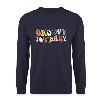 Groovy 70's Baby - Sweat-shirt Unisexe - marine - Devant - Alina (178cm) & Michal (187cm)
