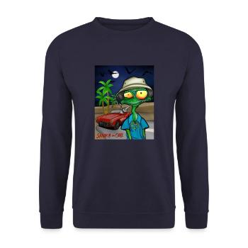 smoking lizard - fear and loathing - Unisex Sweatshirt - navy - Front - Alina (178cm) & Michal (187cm)