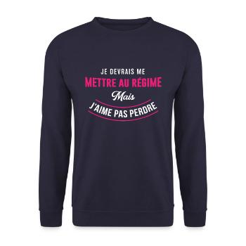 Femme humour je devrais me mettre au régime - Sweat-shirt Unisexe - marine - Devant - Alina (178cm) & Michal (187cm)