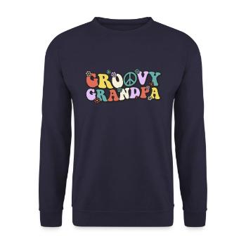 Groovy Grandpa - Unisex Pullover - Navy - Vorne - Alina (178cm) & Michal (187cm)