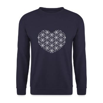 Herz - Blume des Lebens - Unisex Pullover - Navy - Vorne - Alina (178cm) & Michal (187cm)