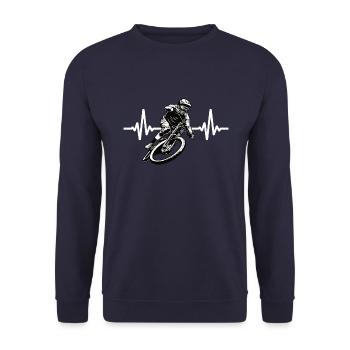 Vélo de montagne vélo descente fréquence cardiaque - Sweat-shirt Unisexe - marine - Devant - Alina (178cm) & Michal (187cm)