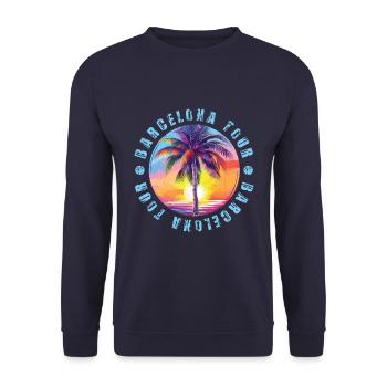 Visite de Barcelone colorée - Sweat-shirt Unisexe - marine - Devant - Alina (178cm) & Michal (187cm)