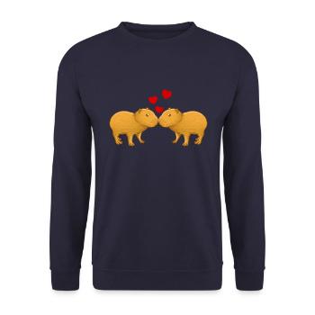 Capybara Embrasser - Sweat-shirt Unisexe - marine - Devant - Alina (178cm) & Michal (187cm)