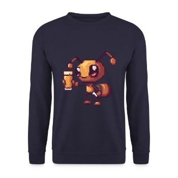 Ant Pixel Beer - Unisex Sweatshirt - navy - Front - Alina (178cm) & Michal (187cm)