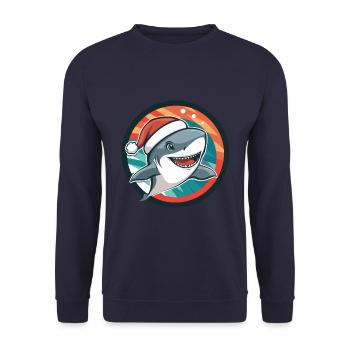 Shark Christmas X-Mas - Unisex Sweatshirt - navy - Front - Alina (178cm) & Michal (187cm)