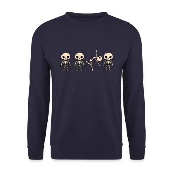 Tanzendes Skelette - Unisex Pullover - Navy - Vorne - Alina (178cm) & Michal (187cm)