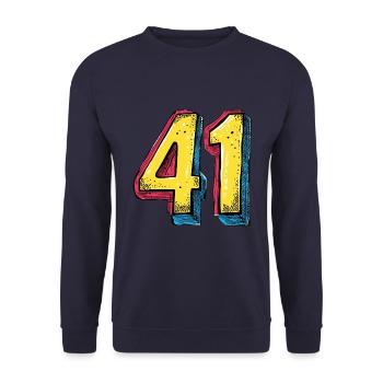 41 Zahl Bunt - Unisex Pullover - Navy - Vorne - Alina (178cm) & Michal (187cm)