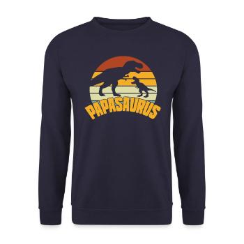 Papasaurus TRex Papa Dinosaure Fête des Pères - Sweat-shirt Unisexe - marine - Devant - Alina (178cm) & Michal (187cm)
