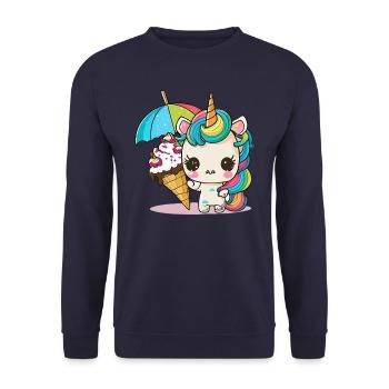 Sweet Dreams: A Unicorn - Unisex Sweatshirt - navy - Front - Alina (178cm) & Michal (187cm)
