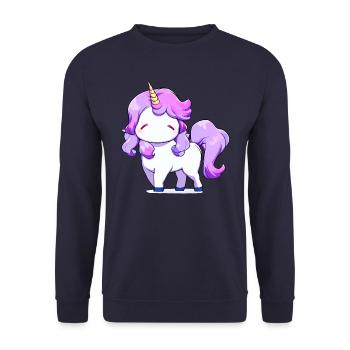 Einhorn-Zauber: Leuchtende Farben, lebendige Träum - Unisex Pullover - Navy - Vorne - Alina (178cm) & Michal (187cm)