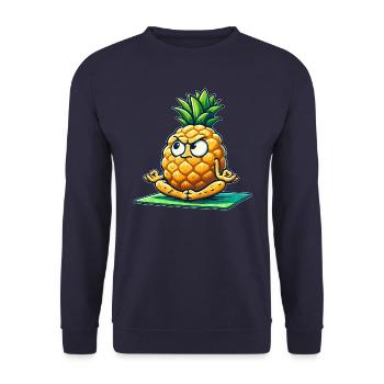 Ananas Fruité Fruits tropicaux Été Yoga Méditation - Sweat-shirt Unisexe - marine - Devant - Alina (178cm) & Michal (187cm)