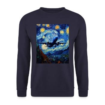 Avion nuit étoilée style van gogh - Sweat-shirt Unisexe - marine - Devant - Alina (178cm) & Michal (187cm)