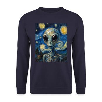 Alien nuit étoilée style van gogh - Sweat-shirt Unisexe - marine - Devant - Alina (178cm) & Michal (187cm)