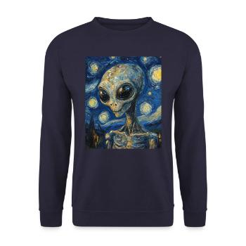 Alien nuit étoilée style van gogh - Sweat-shirt Unisexe - marine - Devant - Alina (178cm) & Michal (187cm)