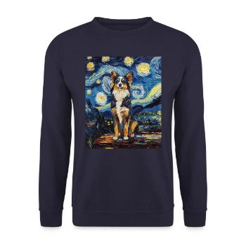 Berger Australien Chien nuit étoilée van gogh - Sweat-shirt Unisexe - marine - Devant - Alina (178cm) & Michal (187cm)