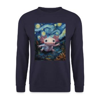 Axolotl starry night van gogh style - Unisex Pullover - Navy - Vorne - Alina (178cm) & Michal (187cm)