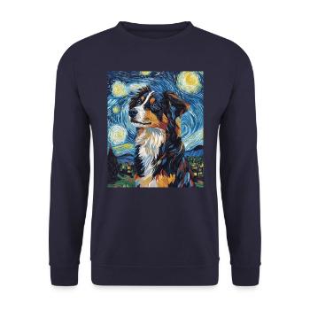 Berger Australien Chien nuit étoilée van gogh - Sweat-shirt Unisexe - marine - Devant - Alina (178cm) & Michal (187cm)