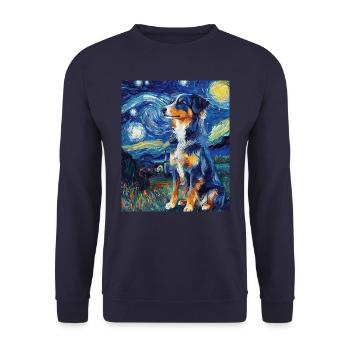 Berger Australien Chien nuit étoilée van gogh - Sweat-shirt Unisexe - marine - Devant - Alina (178cm) & Michal (187cm)