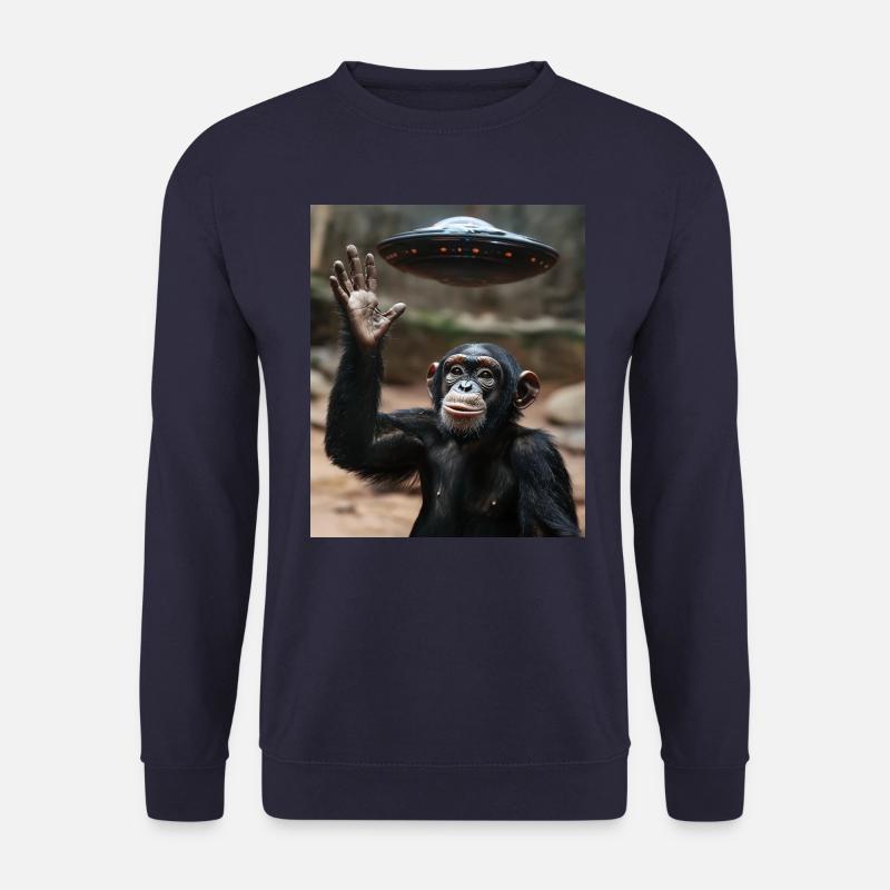Chimpanzee Monkey UFO - Unisex Sweatshirt - navy
