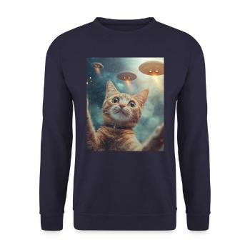 Chat Selfie OVNI - Sweat-shirt Unisexe - marine - Devant - Alina (178cm) & Michal (187cm)