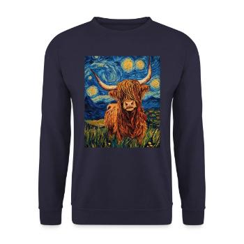 Highland Cow - Unisex Sweatshirt - navy - Front - Alina (178cm) & Michal (187cm)