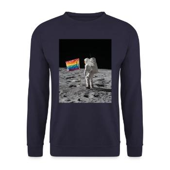 Astronaut Pride Rainbow Flag - Unisex Sweatshirt - navy - Front - Alina (178cm) & Michal (187cm)