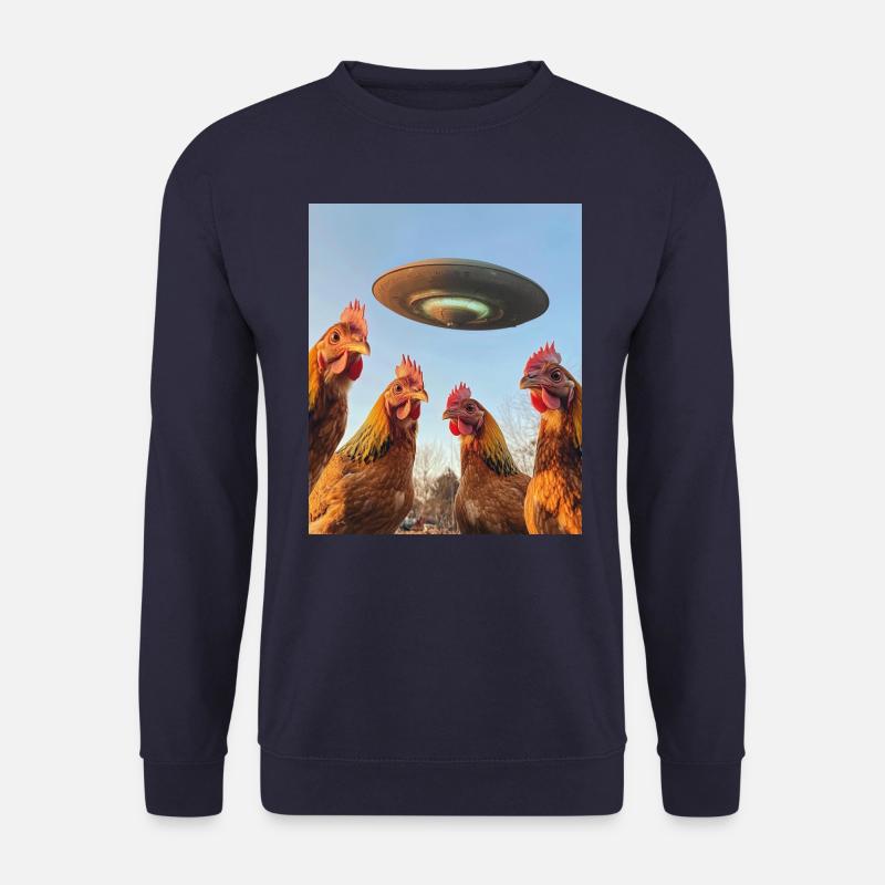 Chickens Selfie UFOs - Unisex Sweatshirt - navy