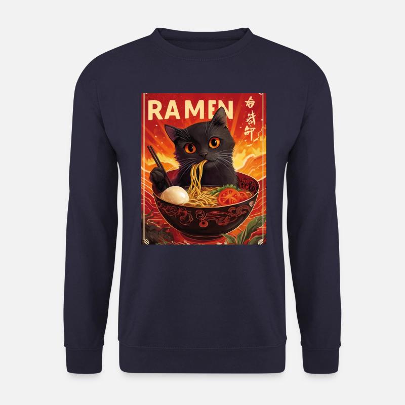 Cat Eats Ramen Noodles Japan - Unisex Sweatshirt - navy