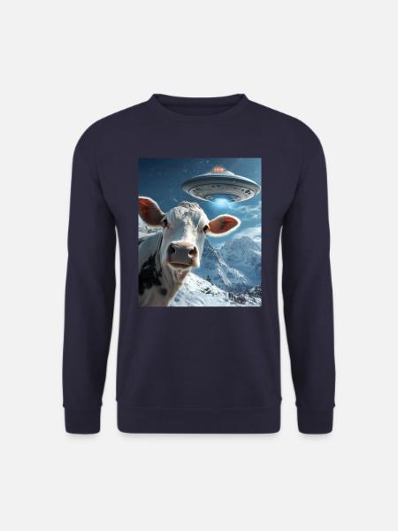 Kuh Selfie mit Ufo - Unisex Pullover - Navy