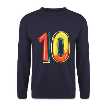 10 Zahl Bunt - Unisex Pullover - Navy - Vorne - Alina (178cm) & Michal (187cm)