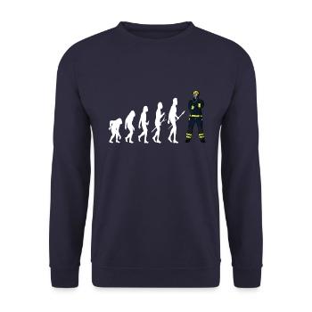 Feuerwehrmann Entwicklung - Unisex Pullover - Navy - Vorne - Alina (178cm) & Michal (187cm)