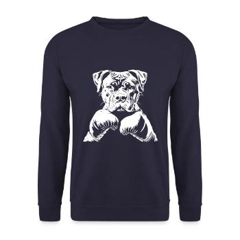 Hund Boxer Boxen MMA Kampfsport - Unisex Pullover - Navy - Vorne - Alina (178cm) & Michal (187cm)