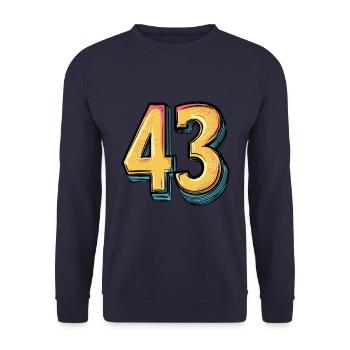 43 Zahl Bunt - Unisex Pullover - Navy - Vorne - Alina (178cm) & Michal (187cm)