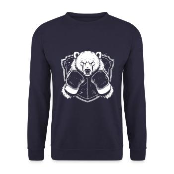 Polar Bear Polar Bear Boxer Fighter - Unisex Sweatshirt - navy - Front - Alina (178cm) & Michal (187cm)