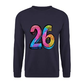 26 Nombre Coloré - Sweat-shirt Unisexe - marine - Devant - Alina (178cm) & Michal (187cm)
