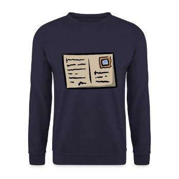 Postkarte Reisen Brief postcard traveling letter - Unisex Pullover - Navy - Vorne - Alina (178cm) & Michal (187cm)