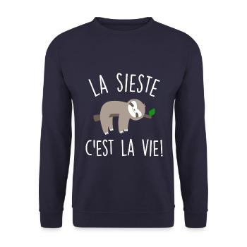 La sieste c'est la vie! - Sweat-shirt Unisexe - marine - Devant - Alina (178cm) & Michal (187cm)